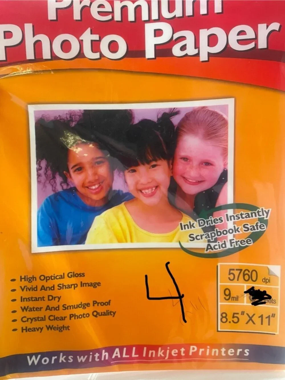 Premium Photo Paper 5760dpi 9mil 20 Sheets of Size 4